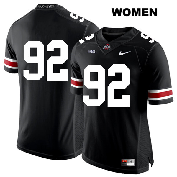 Ohio State Buckeyes Women's Haskell Garrett #92 White Number Black Authentic Nike No Name College NCAA Stitched Football Jersey CF19N30WI